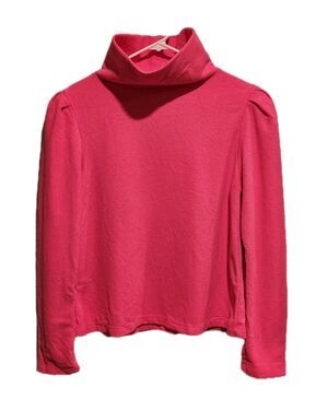 Dudley Stevens Puff Sleeve Cowl Neck Fleece Hot Pink Size Large